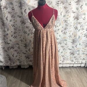 Free People Peach Floral Maxi Dress